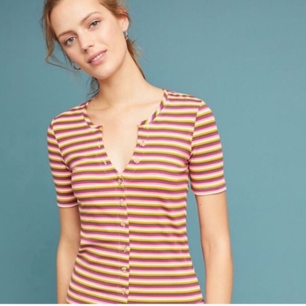 Anthropologie Maeve • Ribbeb Striped Top